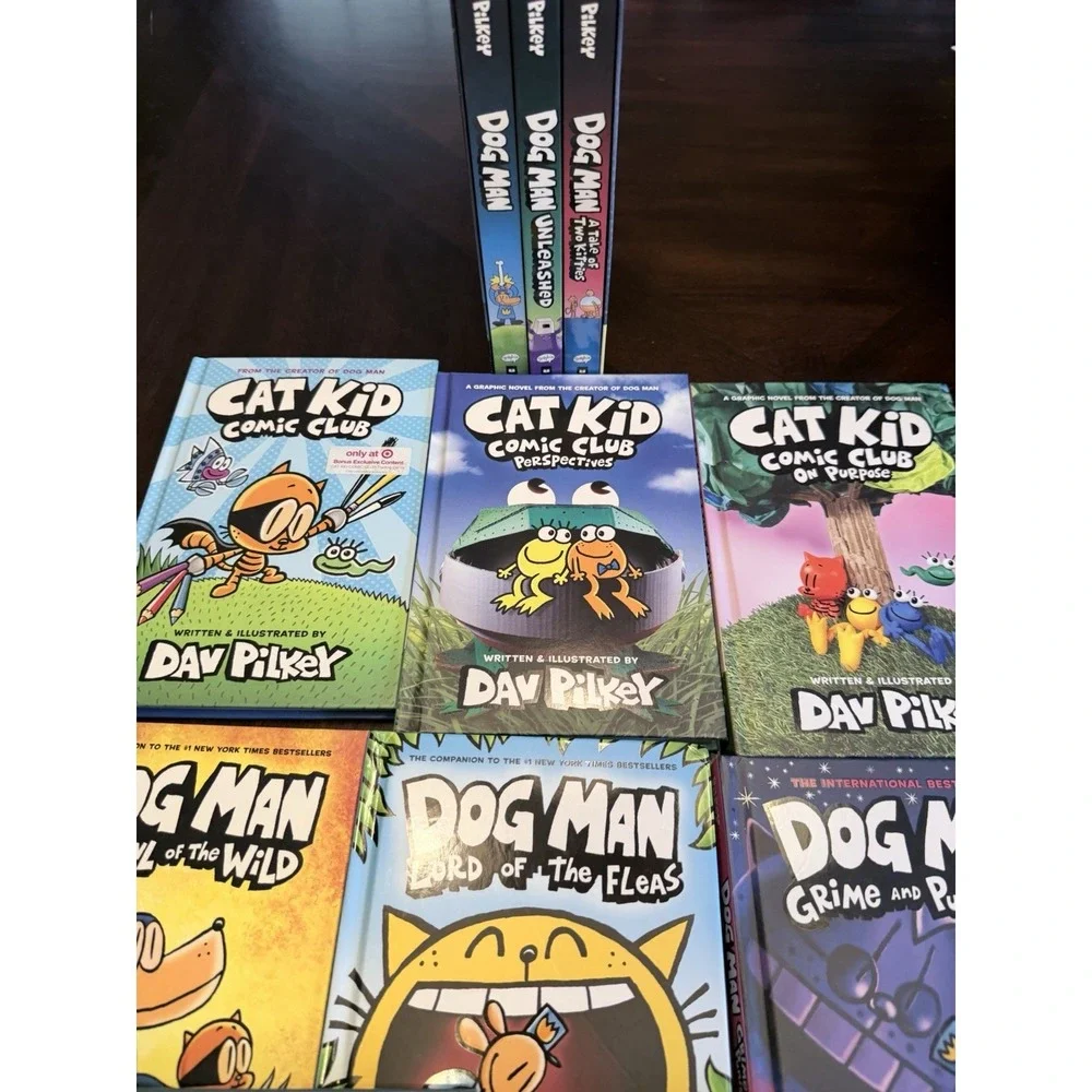 Dav Pilkey Lot of 11 Hardcover Dog Man Cat Kid books